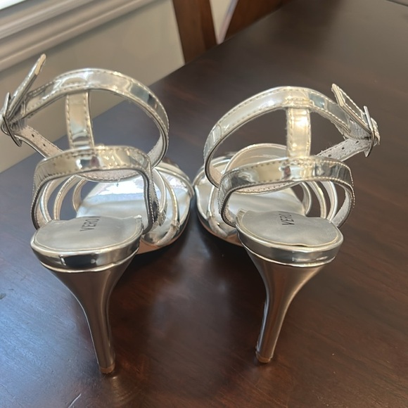 VERA MODA Becca Ankle Strap Pin Heel Open Toe Stilettos Sandals Silver - Picture 10 of 16